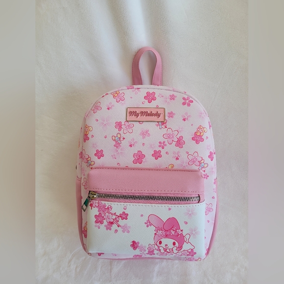 Sanrio Handbags - Sanrio My Melody Mini Backpack Cherry Blossoms Floral Pattern Bag "New"